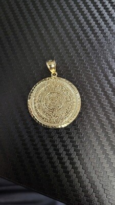 14K 1.5" AZTEC CALENDAR PENDANT