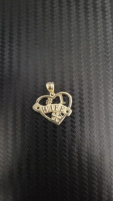 14K "#1 WIFE" HEART PENDANT