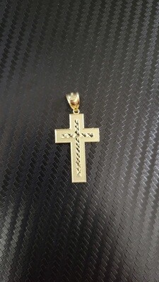 14K 1.5" DIAMOND CUT TEXTURED CROSS