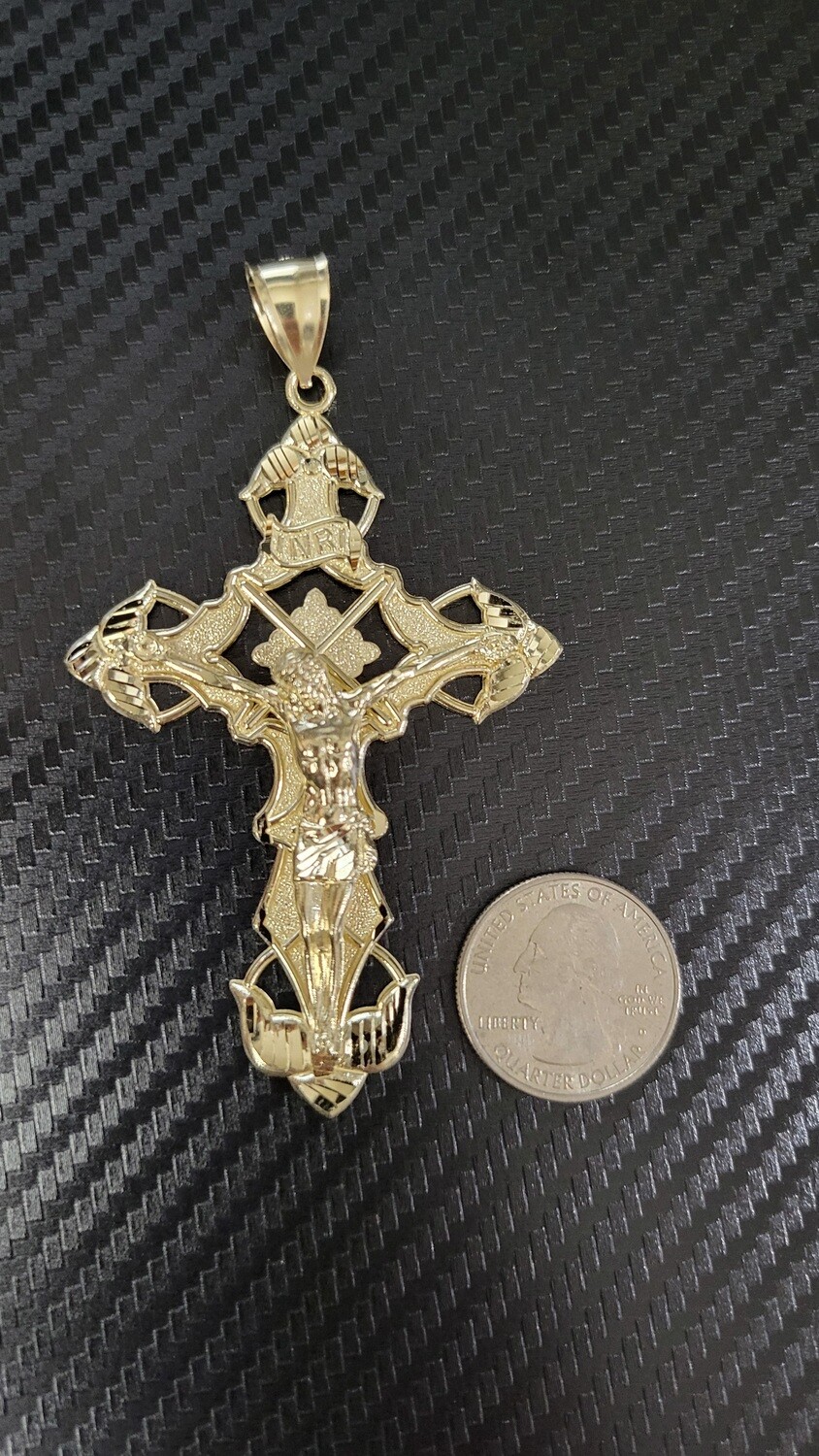 14K 3.5" INRI CRUCIFIX CROSS