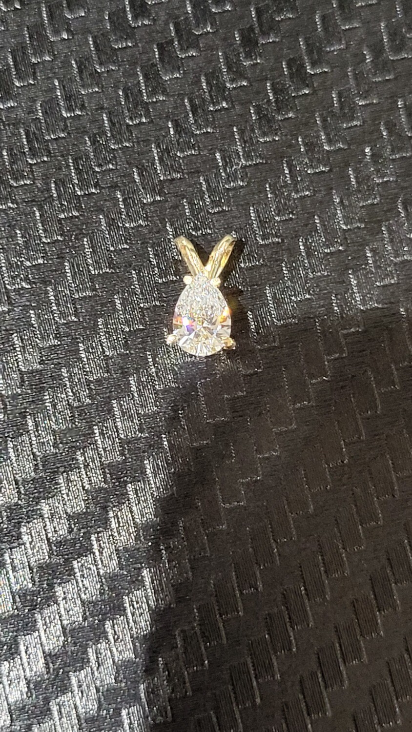 14K .50 CARAT SOLITAIRE PEAR DIAMOND PENDANT (LAB)