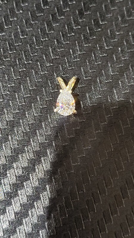 14K .50 CARAT SOLITAIRE PEAR DIAMOND PENDANT (LAB)