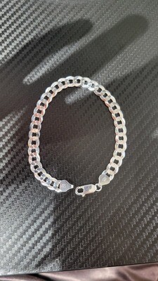 STERLING SILVER 7.5MM FLAT CURB BRACELET