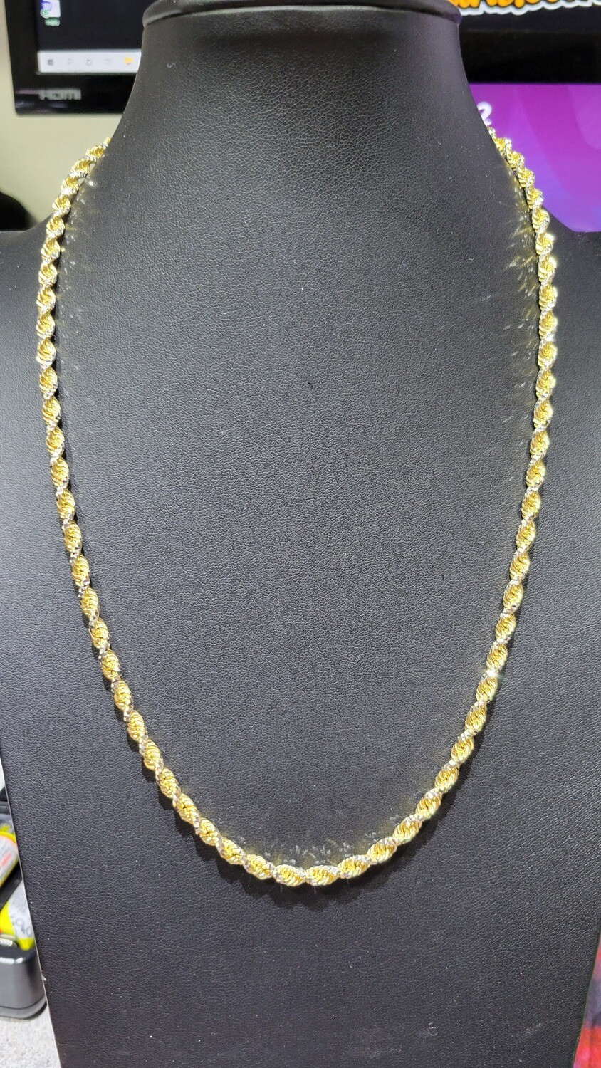 14K 4.5MM PRISM CUT ROPE 2 TONE