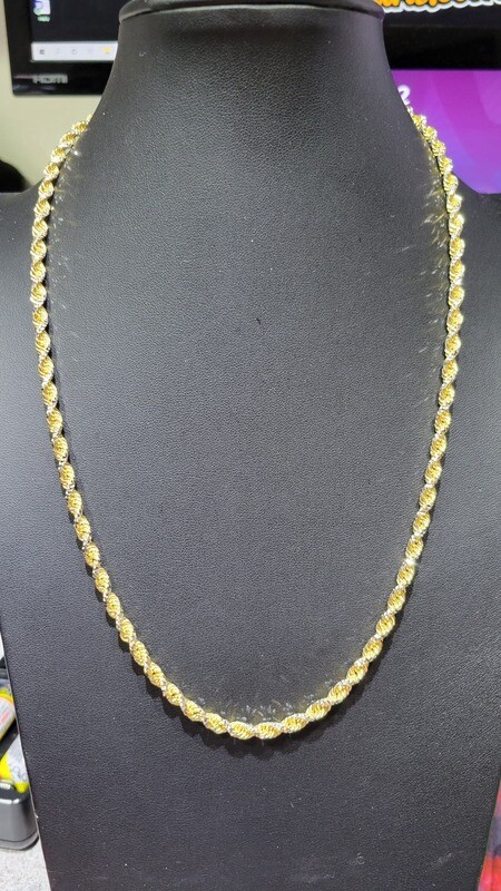 14K 4.5MM PRISM CUT ROPE 2 TONE