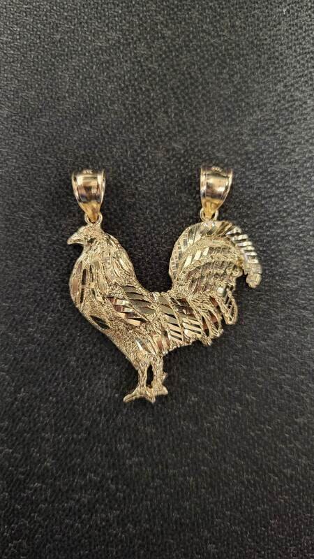 14K 1.5" ROOSTER PENDANT