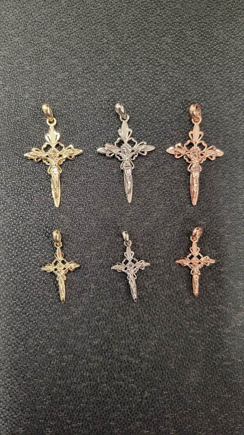 14K FANCY DC CRUCIFIX PENDANT
