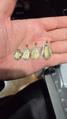 14K D/C OVAL VIRGIN MARY PENDANTS