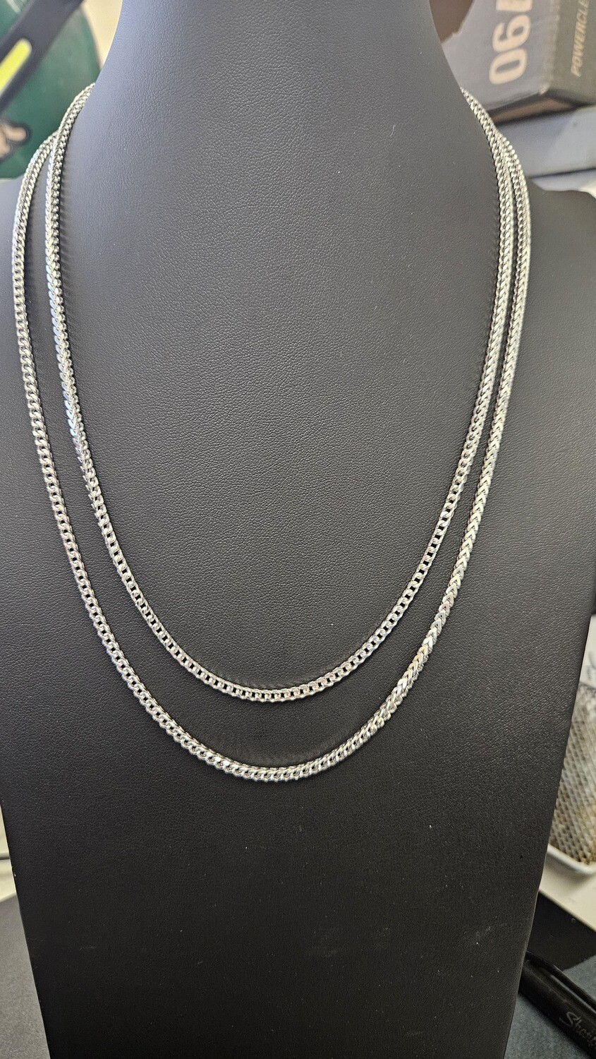 PLATINUM 2.6MM "DIAMOND CUT" FRANCO CHAIN