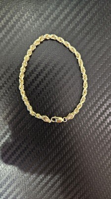 14K 3.5MM DIAMOND CUT ROPE BRACELET