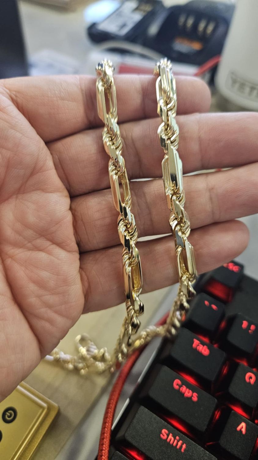 14K 7MM FIGAROPE CHAIN, LENGTHS: 14K 7MM 24" APPROX. 91.2 GRAMS (ITALIAN)