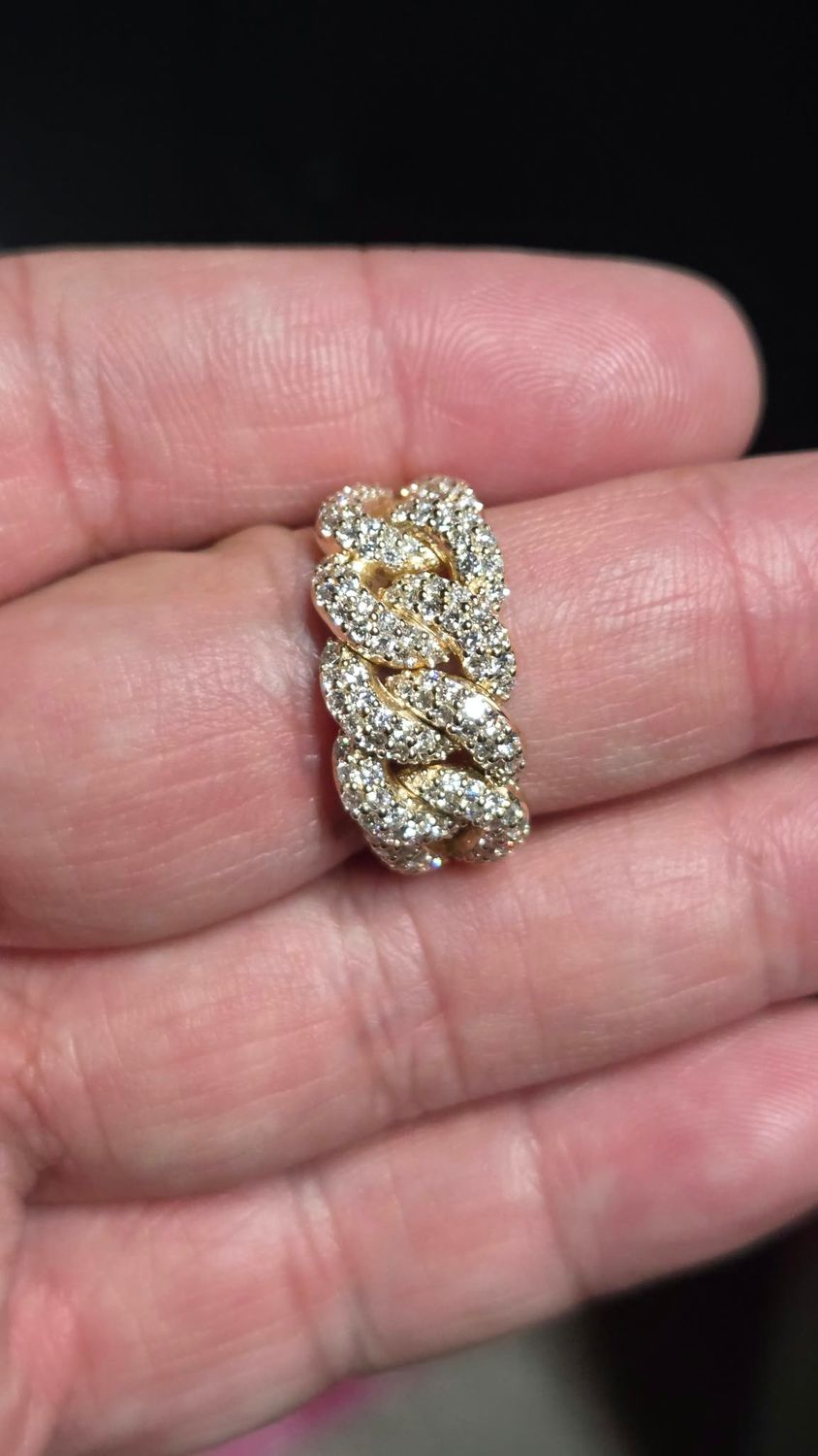 14K 12MM DIAMOND CUBAN RING, ANY COLOR COMBINATION AVAILABLE (YELLOW, WHITE, ROSE): 14K 12MM DIAMOND CUBAN ALL YELLOW 12.5 GRAMS 1.89 CARATS D/VVS2 LAB SZ 9