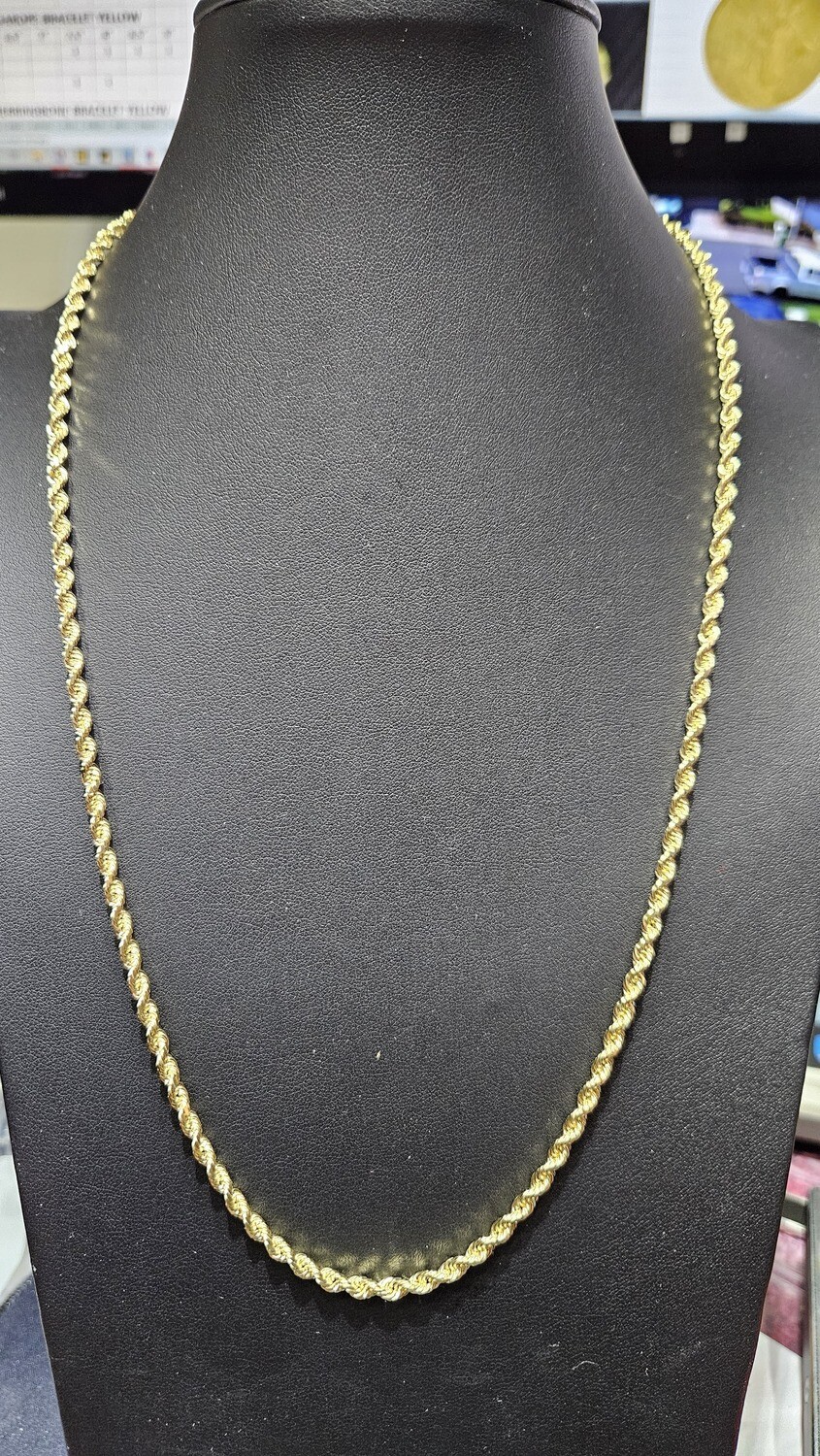 14K 3.5MM DIAMOND CUT ROPE CHAIN