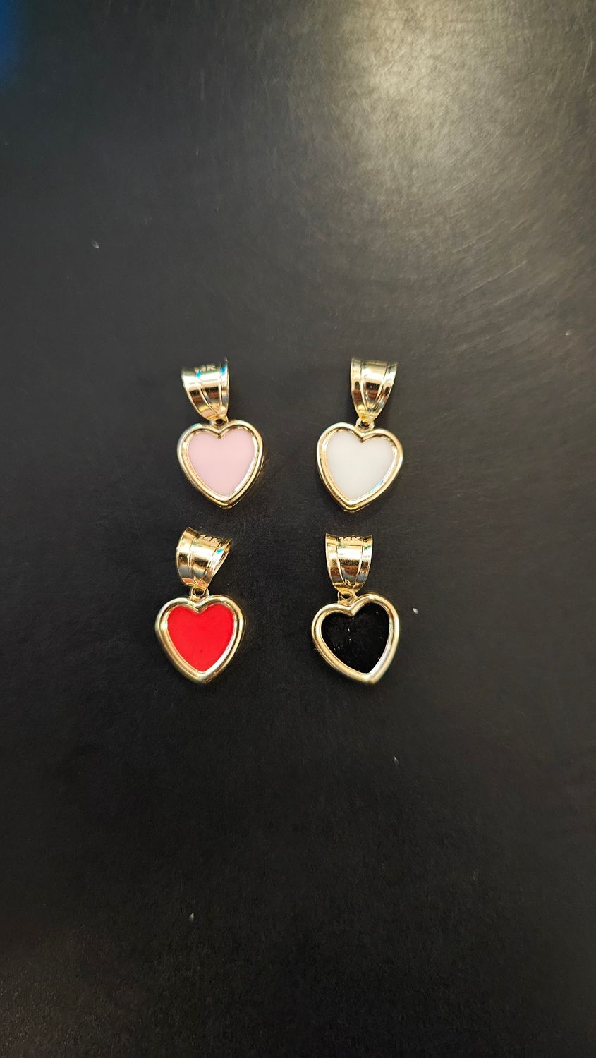 14K HEART COLORED PENDANTS