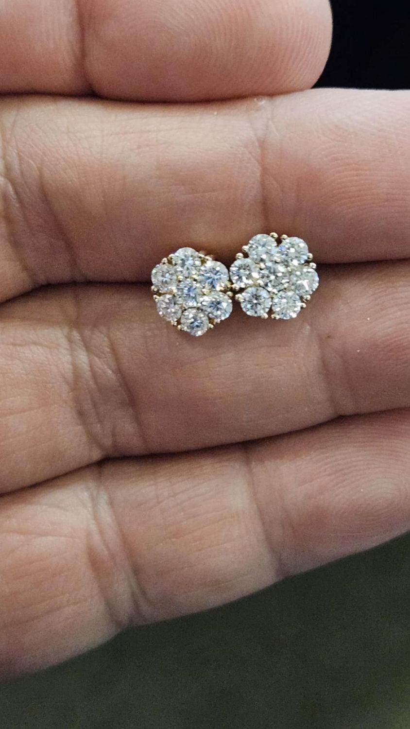 14K 1.2 CARAT CLUSTER STUD EARRINGS (LAB)