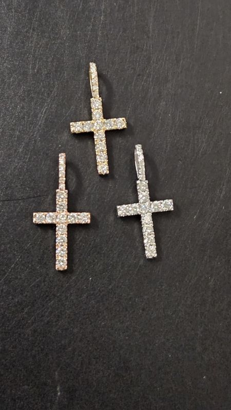 14K 1" .45 CARAT DIAMOND CROSS (LAB)