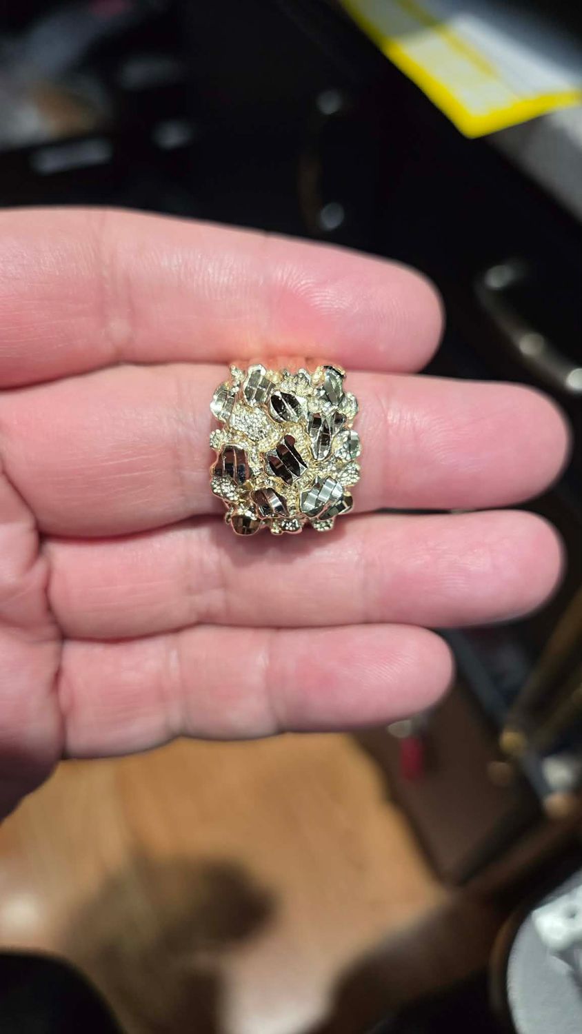 14K 20MM NUGGET RING, 14K NUGGET RING: 14K 20MM DC NUGGET RING 18.6 GRAMS (SIZE 10)