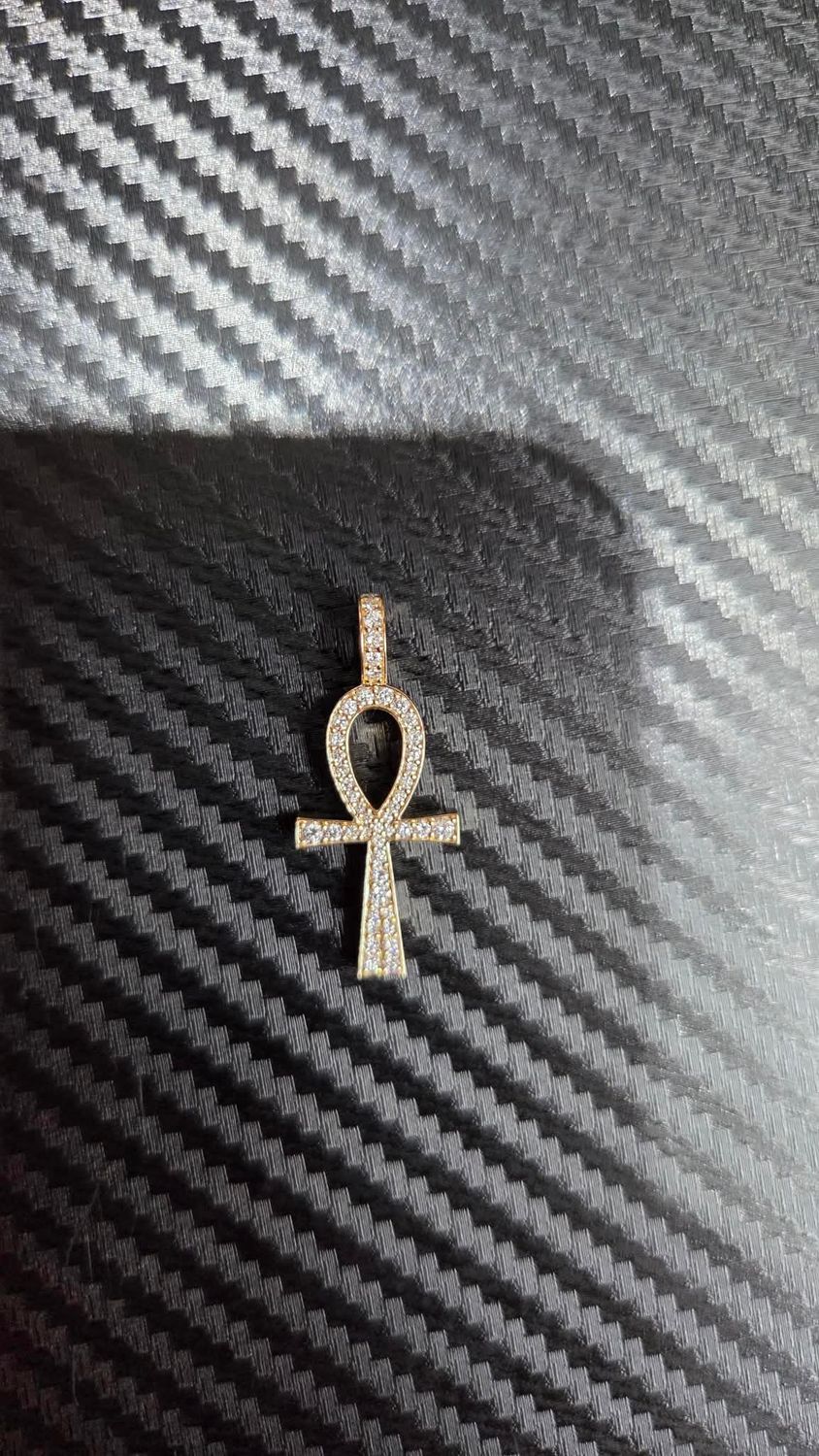 14K 1.25" .45 CARAT DIAMOND ANKH