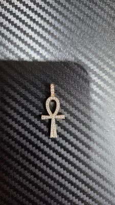 14K 1.25" .45 CARAT DIAMOND ANKH