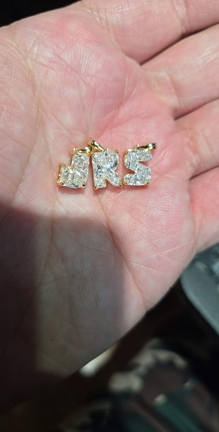 14K 1/2" 2 CARAT DIAMOND INITIAL PENDANTS