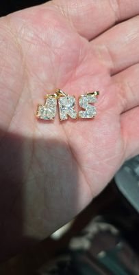 14K 1/2" 2 CARAT DIAMOND INITIAL PENDANTS