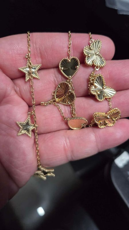 14K D/C HEARTS, STARTS, &amp; BUTTERFLY CHAINS