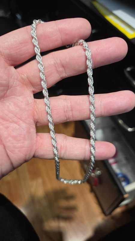 STERLING SILVER 4MM DIAMOND CUT ROPE CHAIN