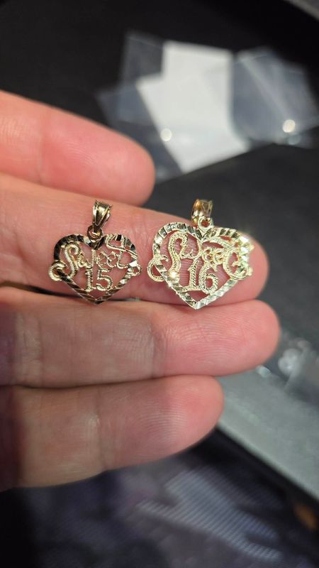 14K SWEET 15 &amp; 16 PENDANTS