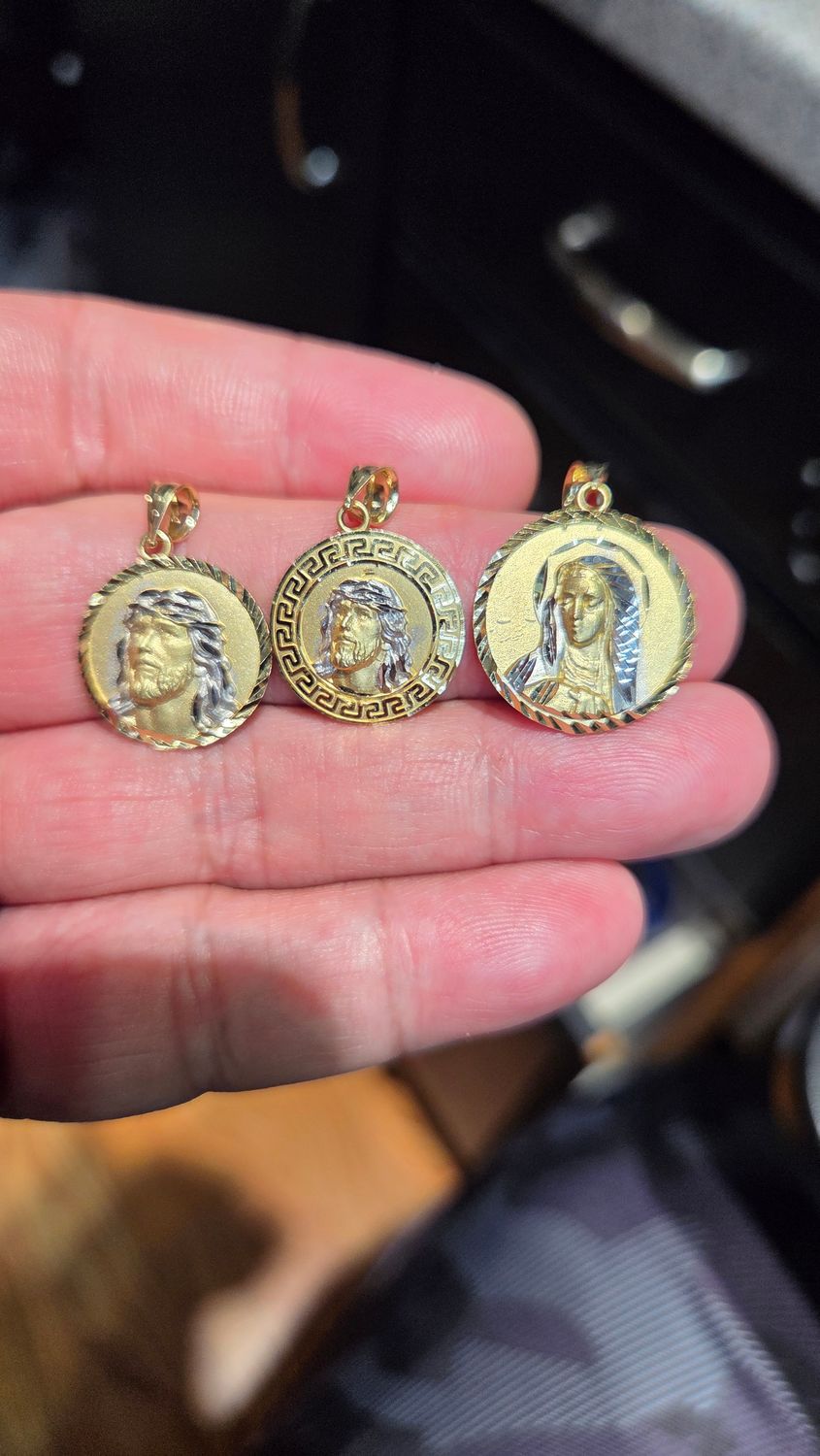 14K LIMITED 2 TONE JESUS &amp; VIRGIN MARY