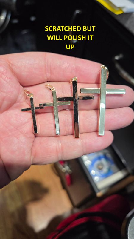 14K HOLLOW BLOCK CROSSES