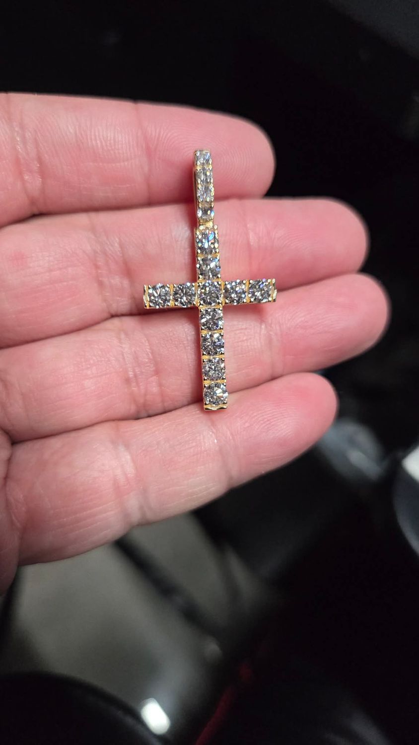 14K 1.7" 3.07 CARAT DIAMOND CROSS (LAB)