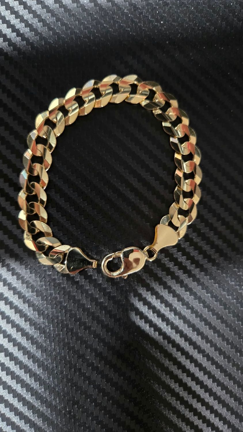 14K 10.5MM FLAT CURB BRACELET
