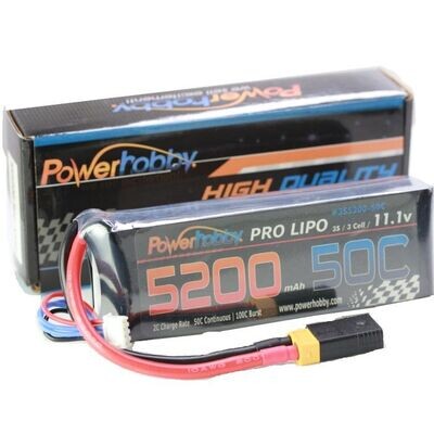 Powerhobby 3s 11.1v 5200mah 50c Lipo Battery w XT60 Plug + Traxxas Adapter