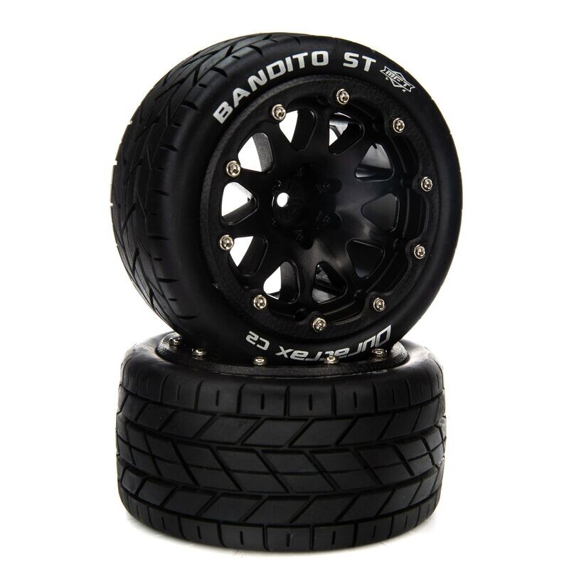DuraTrax Bandito ST Belted 2.8" Mounted Front/Rear Tires, 14mm Black (2)