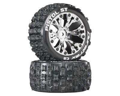 DuraTrax Pistol ST 2.8" 2WD Mounted Rear C2 Tires, Chrome (2)