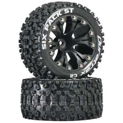 DuraTrax Six Pack ST 2.8" 2WD Mounted 1/2" Offset Tires, Black (2)