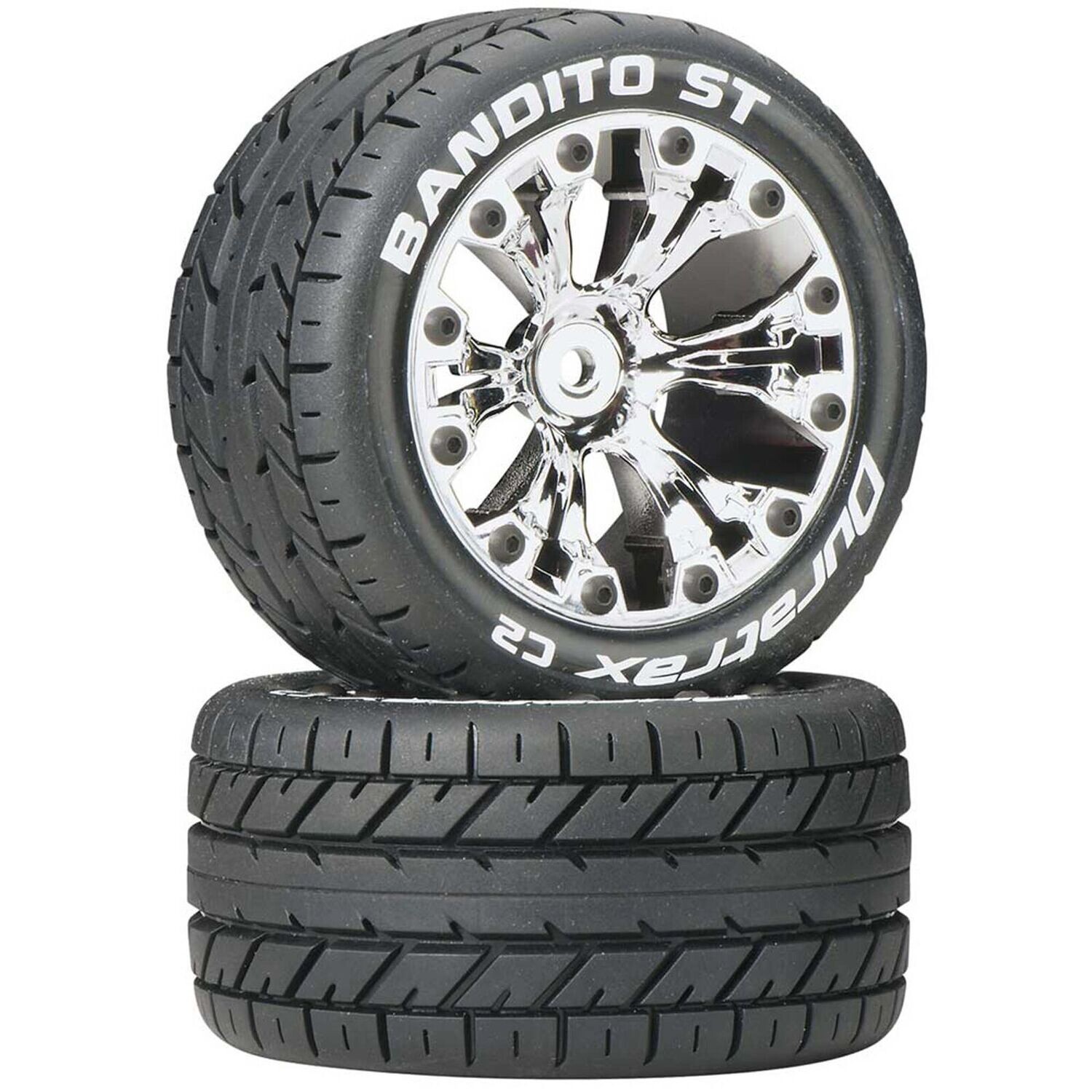 DuraTrax Bandito ST 2.8" Mounted 2WD Rear Truck Tires (Chrome) (2)