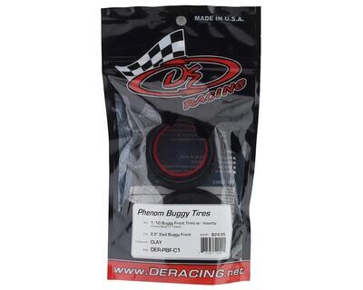 DE Racing Phenom Buggy Front 2.2 Tires (Clay Compound)