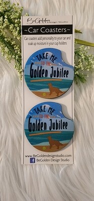 Take me to the Golden Jubilee 2pk Car Coasters Free Ship