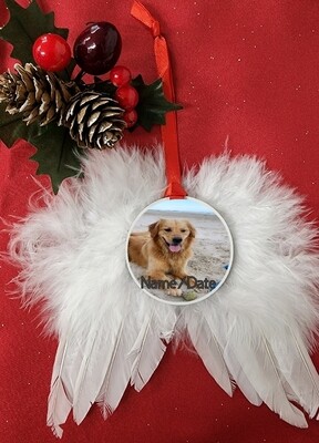 White Angel Wings Custom Memorial Ornament
