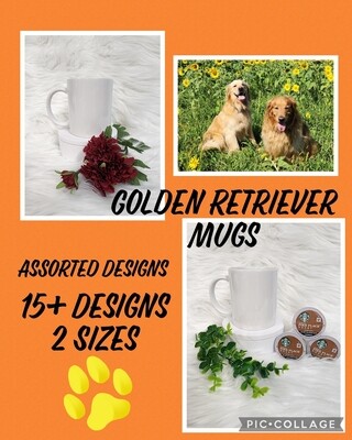 Golden Retriever Ceramic Mugs Asst. Designs W/ Coaster