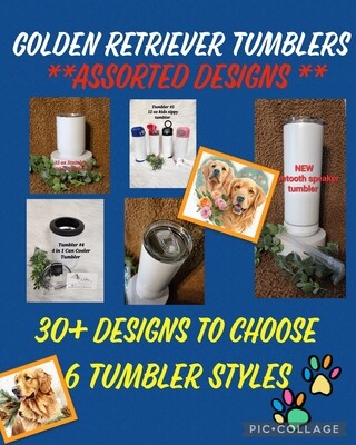 Golden Retriever Stainless Tumblers Asst. Designs and Styles