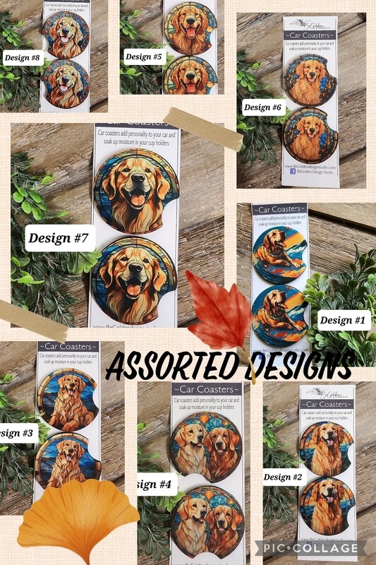 Golden Car Coasters Assorted 2pk Car Coasters Free Ship