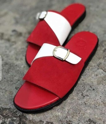 Red and white cover slipper