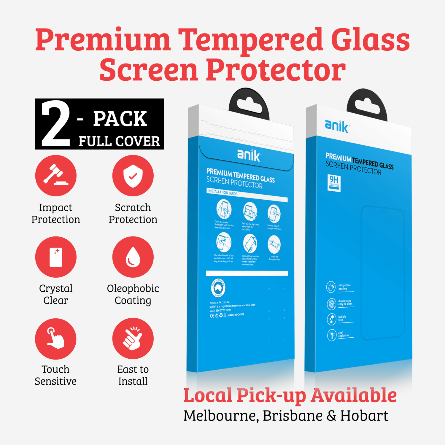 ANIK Premium Full Cover Tempered Glass Screen Protector for iPhone 7 [2 Pack]