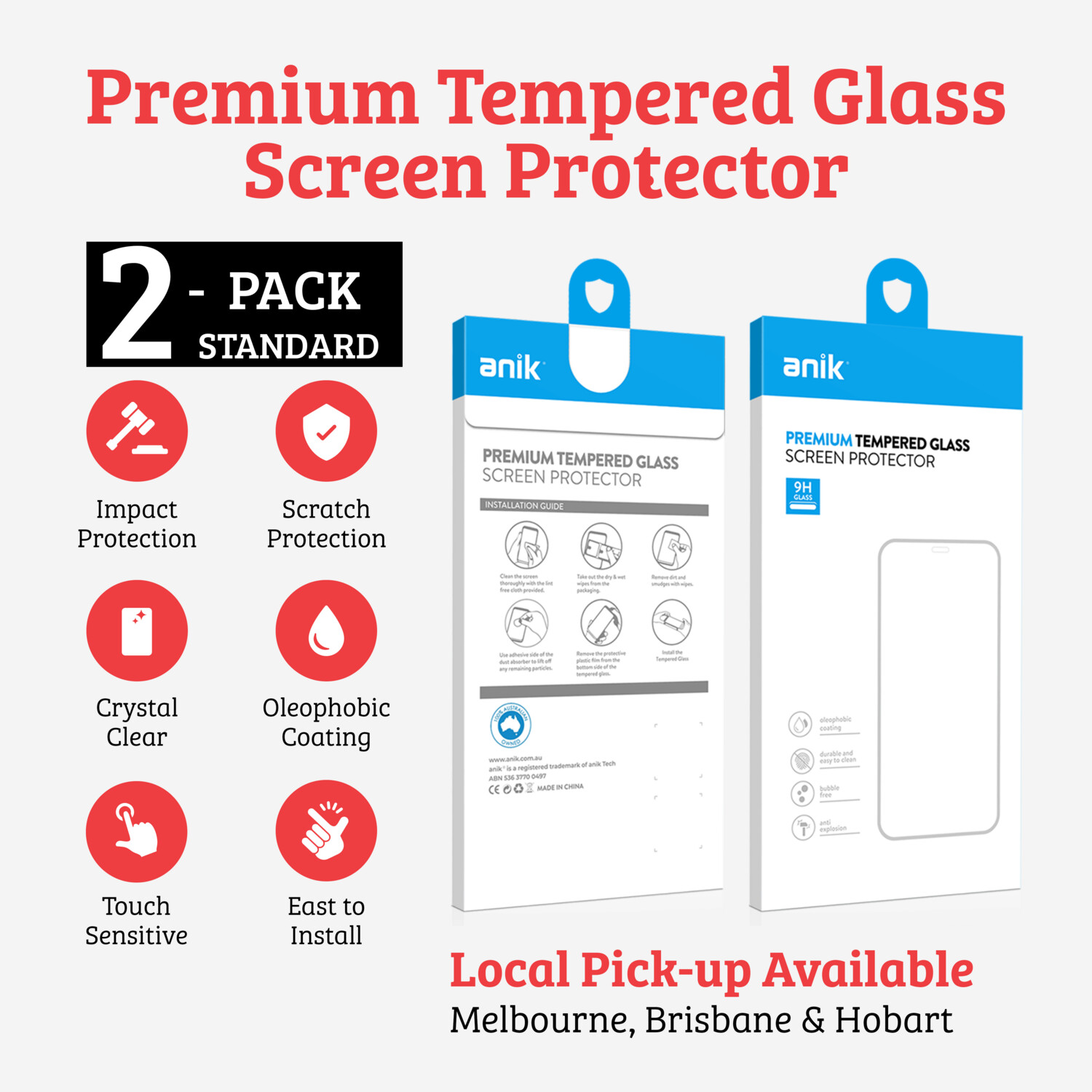 ANIK Premium Standard Tempered Glass Screen Protector for OnePlus 6 [2 Pack]
