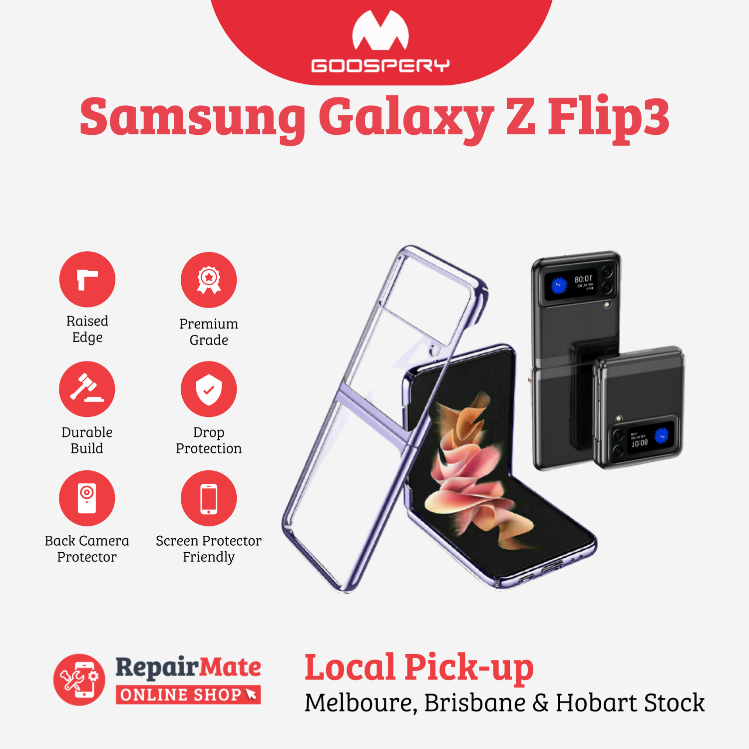 Samsung Galaxy Z Flip3 Goospery Premium Clear Hard Case