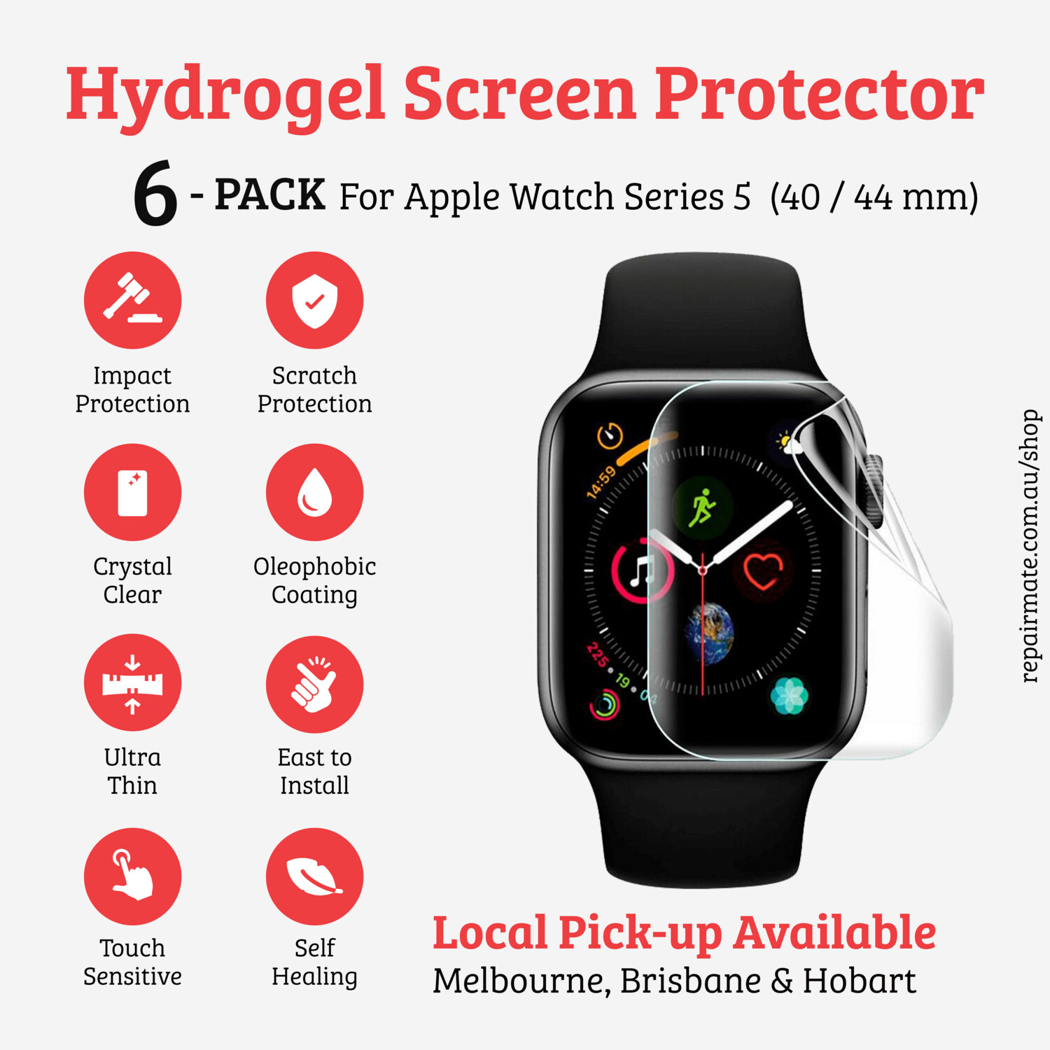 Apple Watch Series 5 44mm Premium Hydrogel Screen Protector [6 Pack]