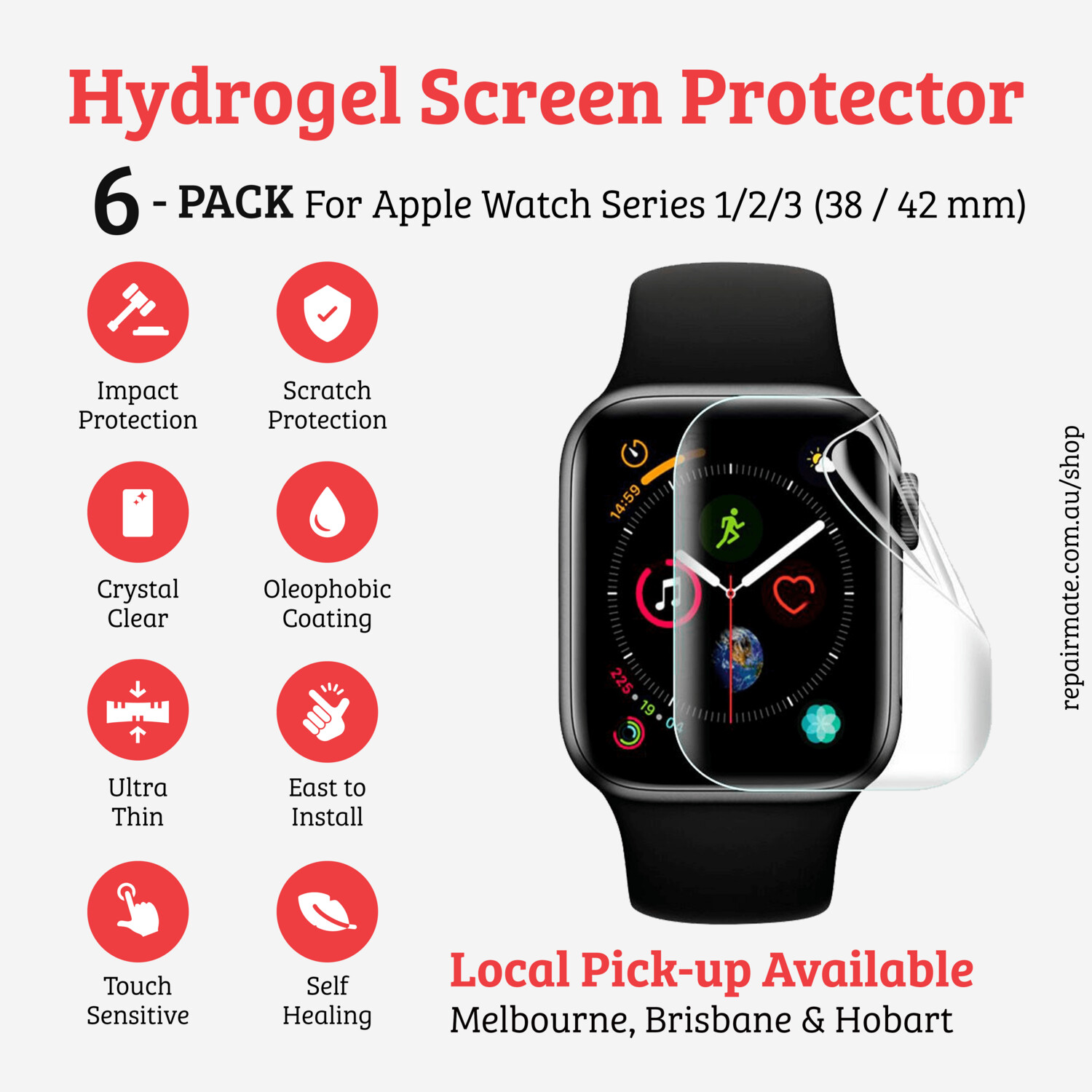 Apple Watch Series 3 42mm Premium Hydrogel Screen Protector [6 Pack]