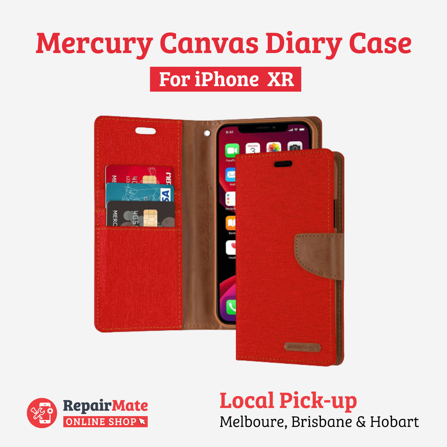 iPhone XR Mercury Canvas Foldable Diary Case